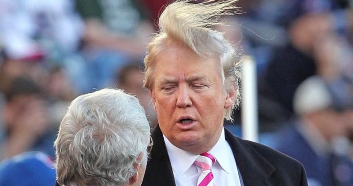 Trump's hair in the wind
